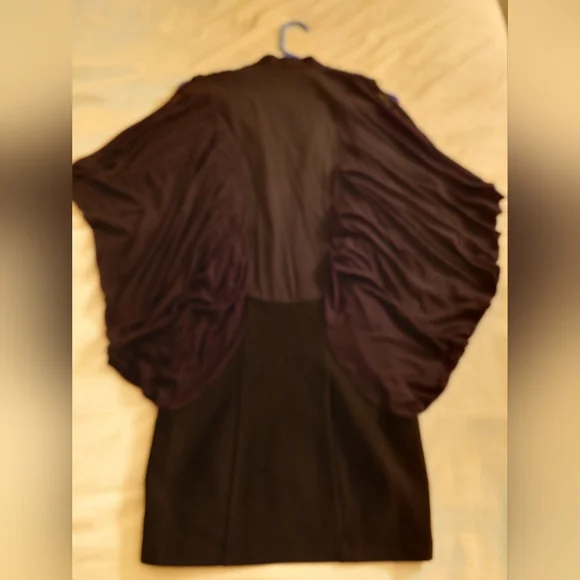 NWT Black BCBG MaxAzria Cold Shoulder Button Down Bandage Mini Dress XS Batwing - Picture 11 of 12